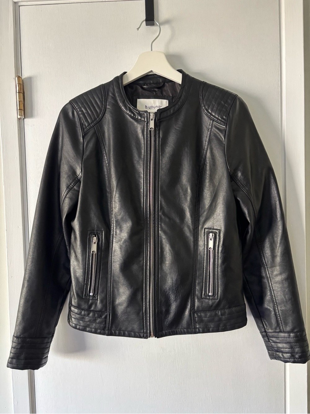 B.Young Black Faux Leather Moto Jacket US 8